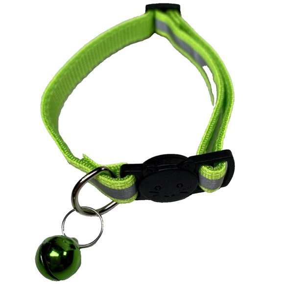 Cat Breakaway Collar New With Jingle Bell And Reflective Strip, Yellow/Green - Picture 1 of 4